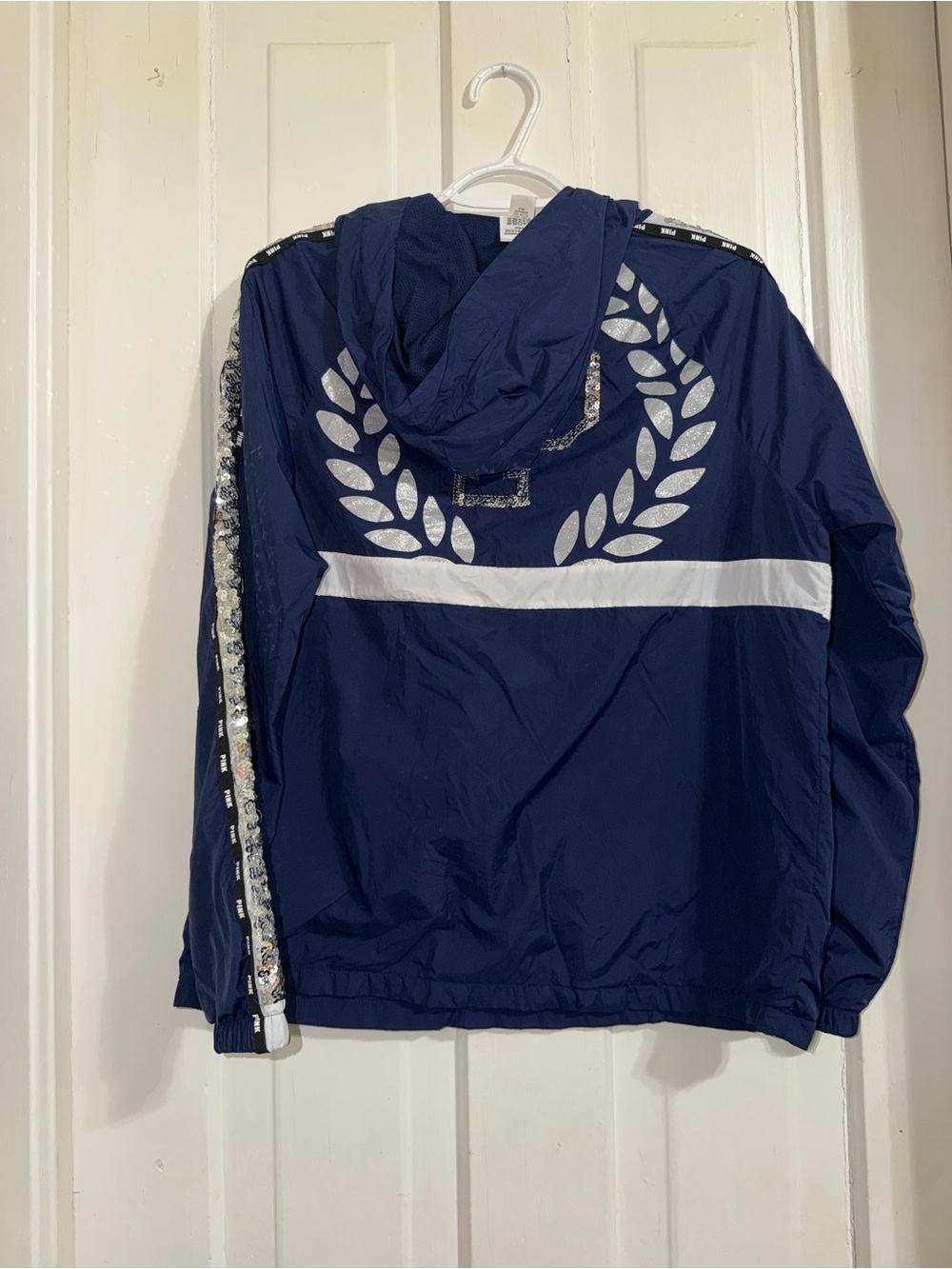 Vintage Y2K Women's XS Navy Pullover Windbreaker Victoria secret PINK pocket - Picture 2 of 9